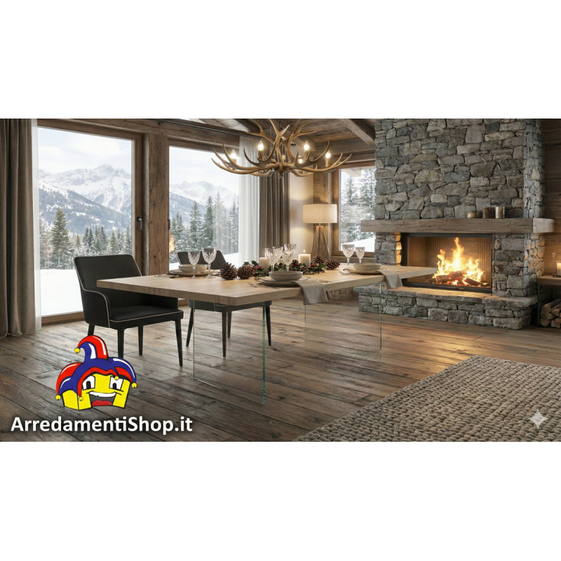 Tavolo rovere e vetro cm 180x90h.78 fisso nuovo art.813 consegna gratuita-arredamentishop.it  Tempesta Offerte mobili 545,00 ...