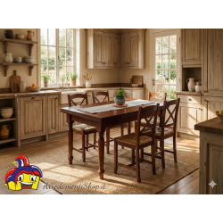 Tavolo legno massello rustico cm 160x85h.78 aperto cm 200/240 nuovo art.13TOR160 consegna gratuita-arredamentishop.it  Tempes...