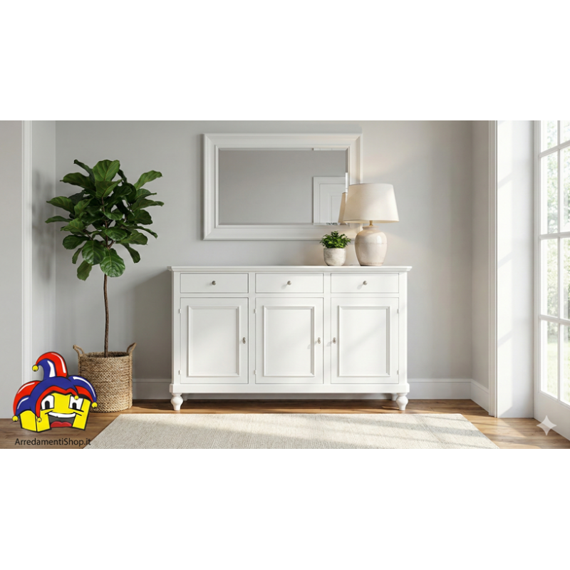 Credenza 3 ante shabby montata cm 160x50h.102 nuova art.6030A consegna gratuita-arredamentishop.it  Zanini Offerte mobili 360...
