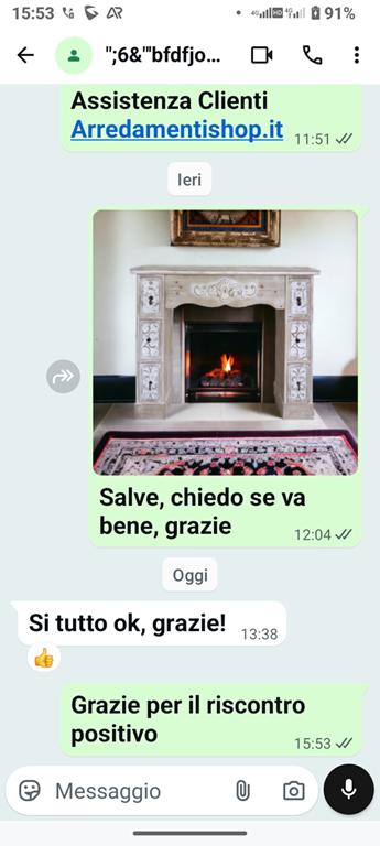 Testimonianza reale di un cliente: " Si tutto ok, grazie! ".