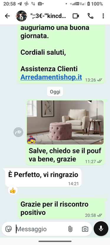 Testimonianza reale di un cliente: " E' perfetto, vi ringrazio ".
