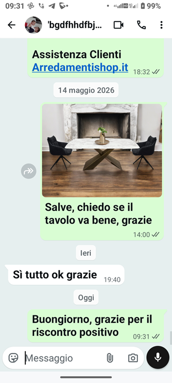 Testimonianza reale di un cliente: " Si tutto ok grazie".