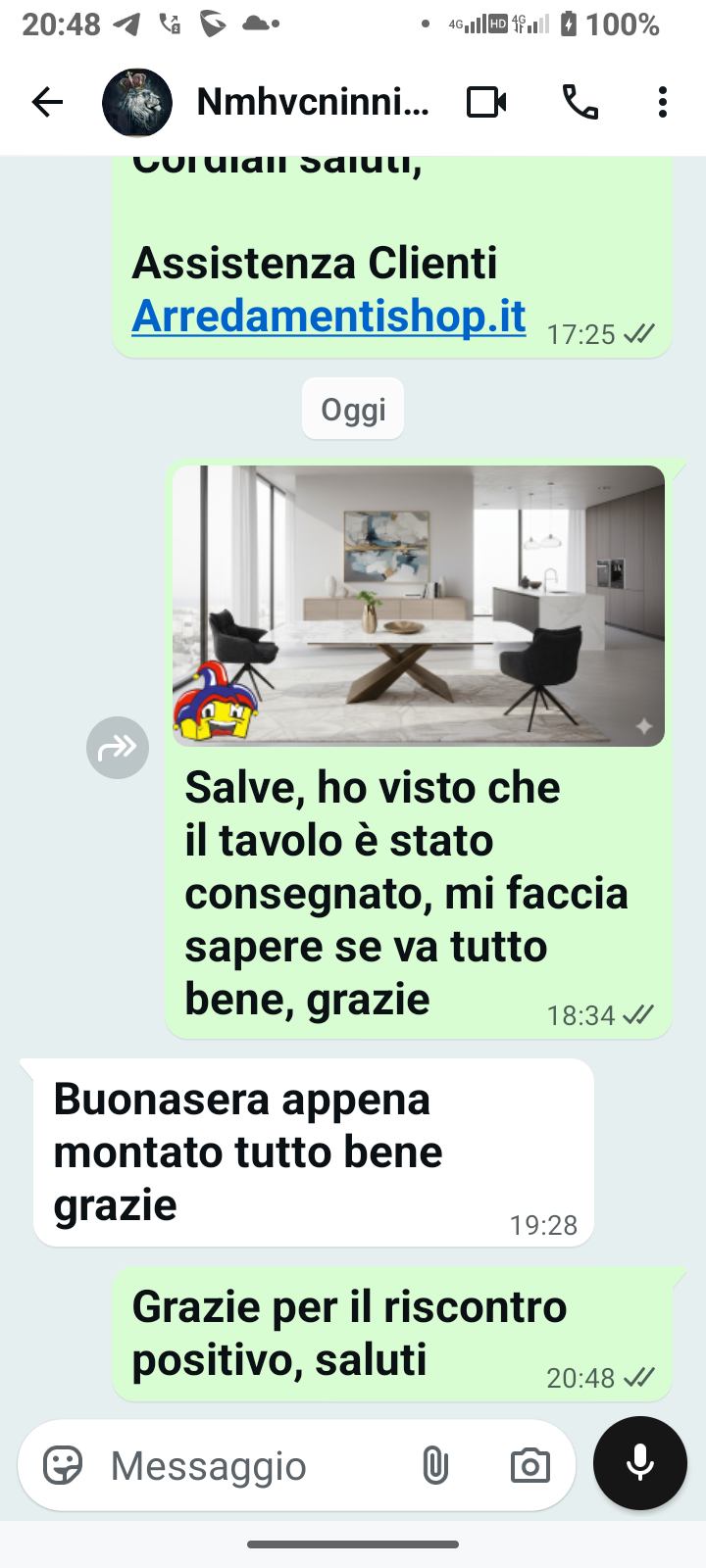 Testimonianza reale di un cliente: " Buonasera appena montato tutto bene grazie "